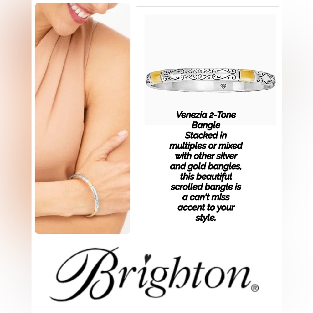 Brighton Venezia 2-Tone Bangle Bracelet EUC Silver Gold J30231